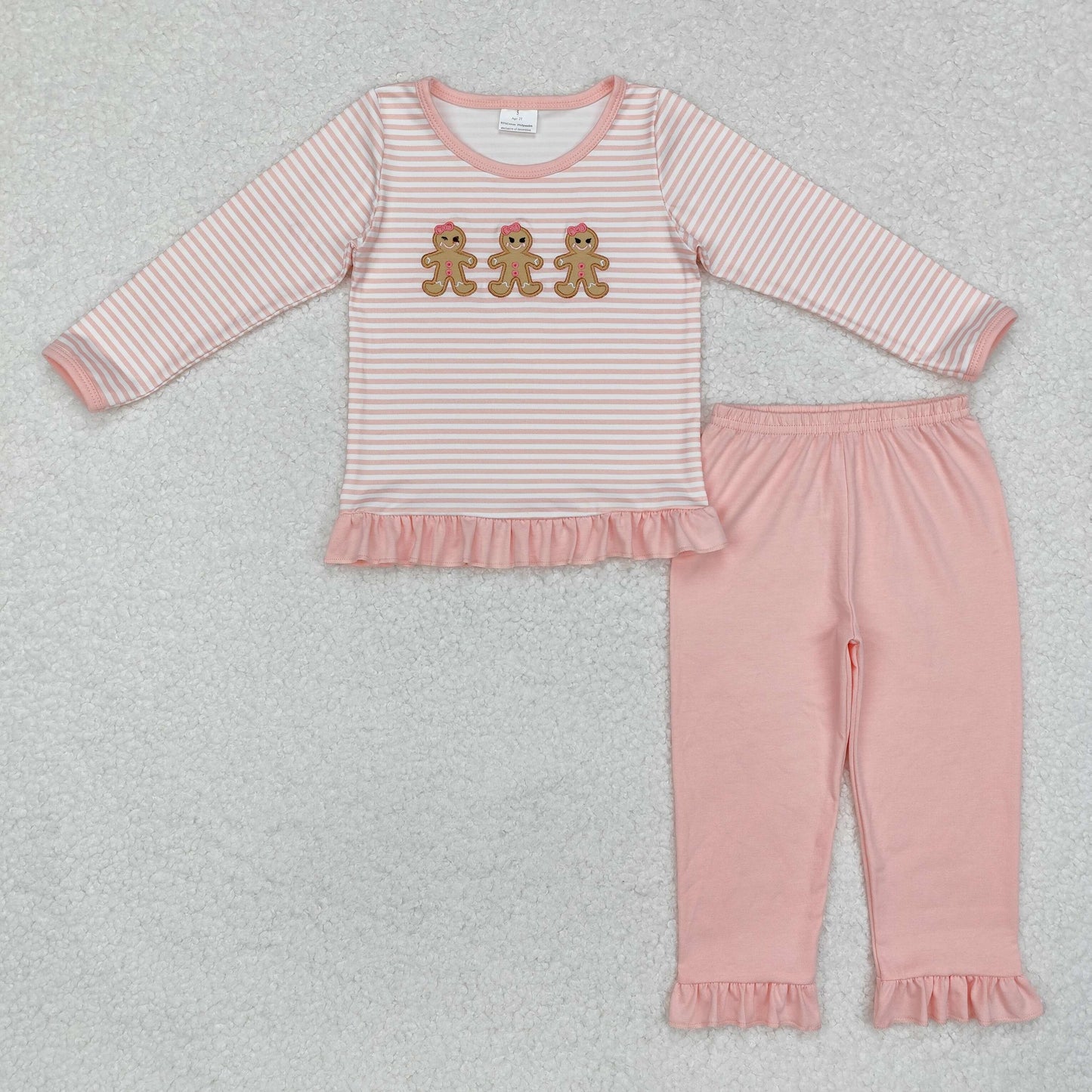 Baby Girls Christmas Gingerbread Pink Pants Outfit