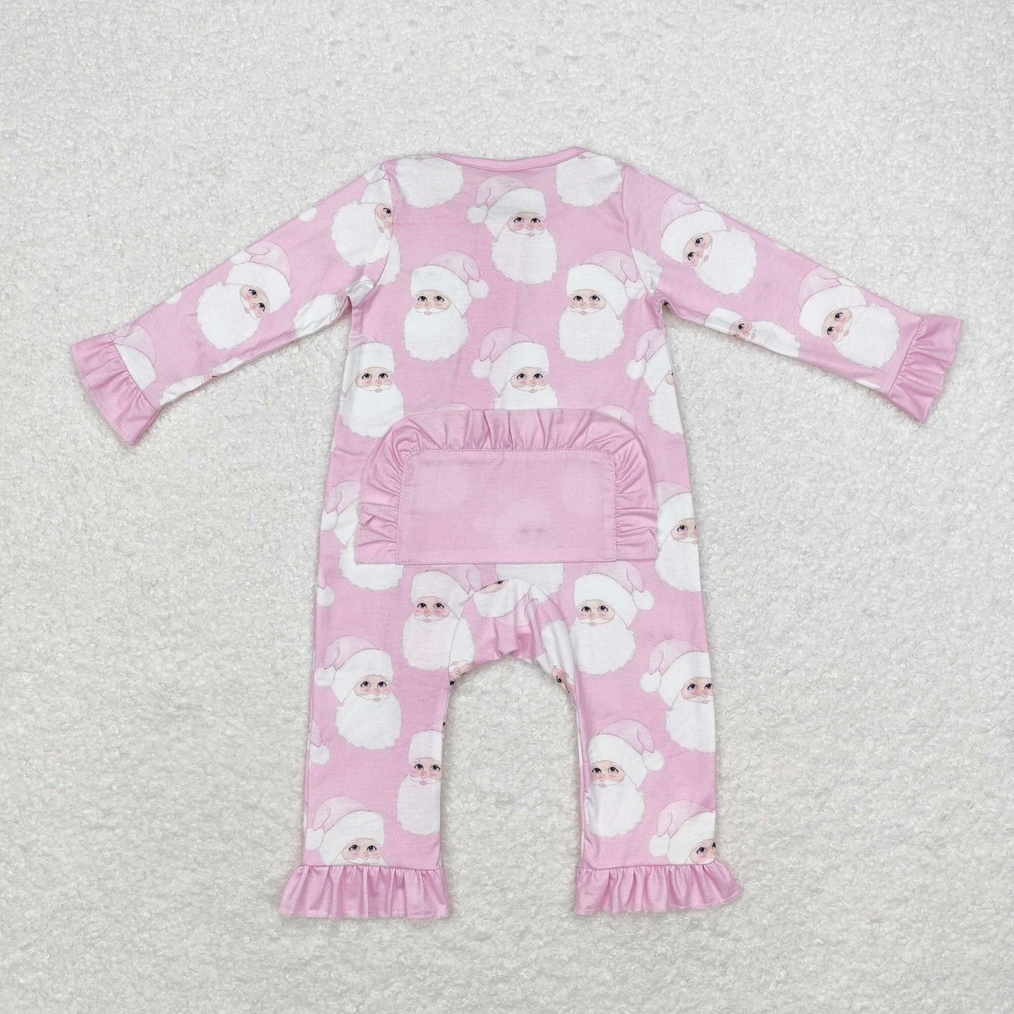 Newborn Baby Girls Christmas Santa Pink Zip Romper