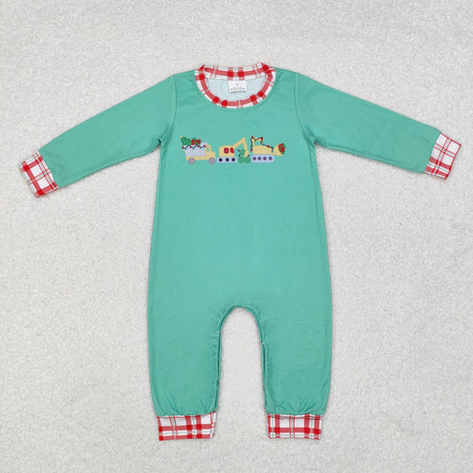 Newborn Baby Boys Christmas Tree Truck Long Sleeve Romper