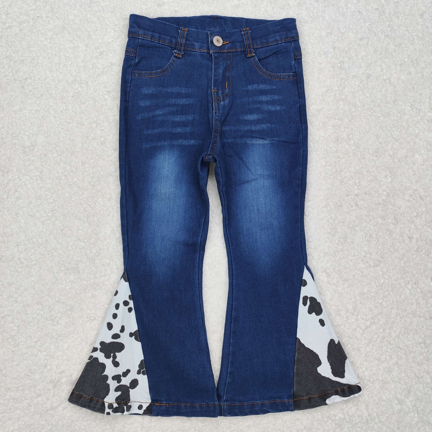 Black And White Ink Pattern Hot Blue Flame Denim Pants