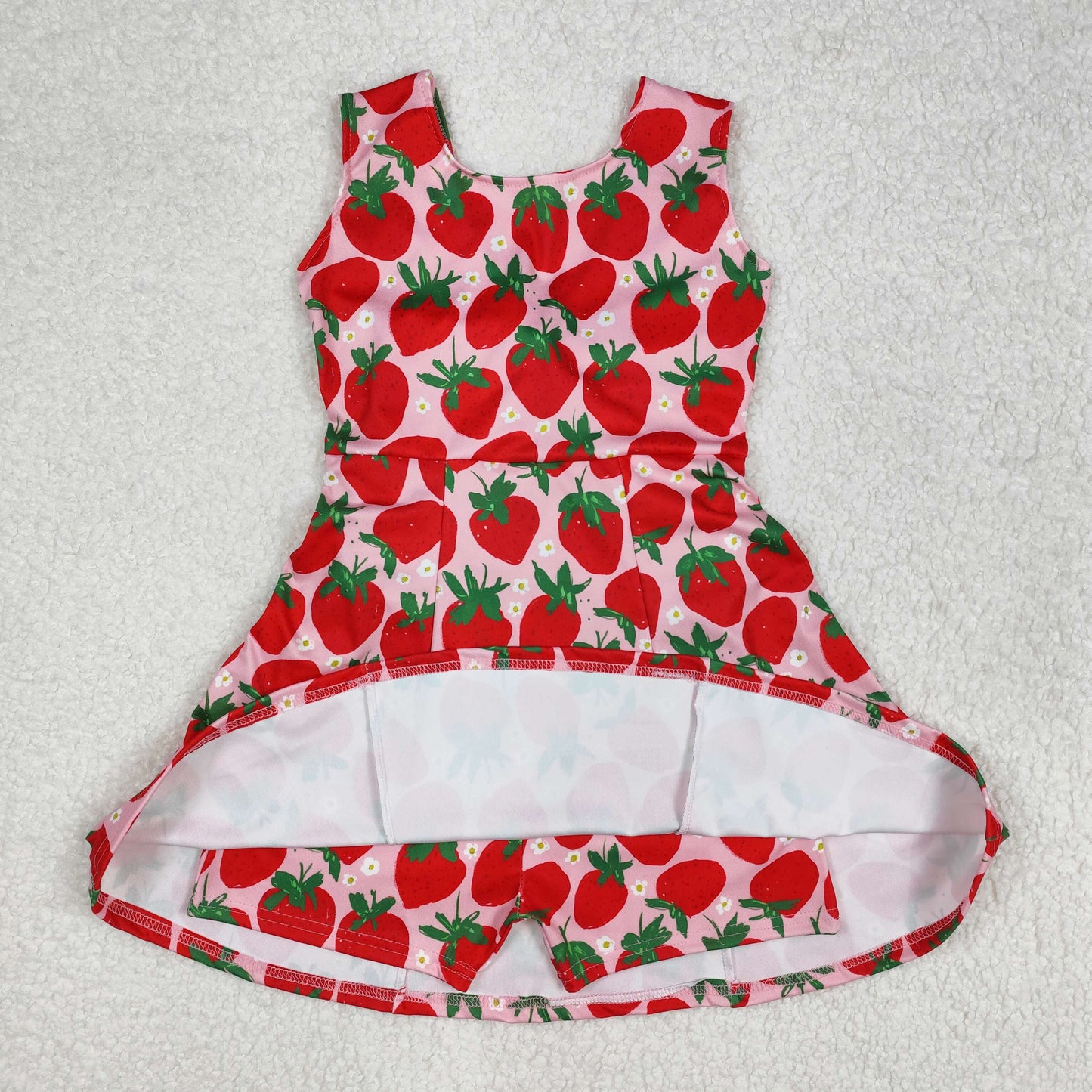 Baby Girls Pink Sleeveless Strawberry Yoga Dresses