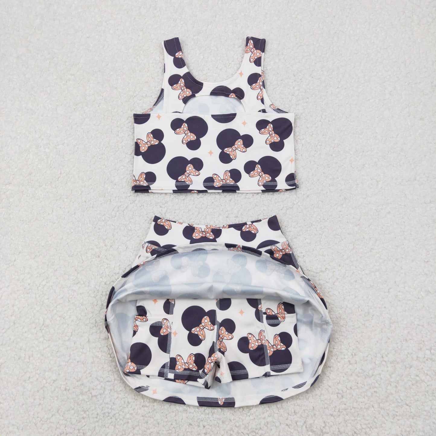 Baby Girls Sleeveless Cartoon Mouse Top Skort Set Active Wear