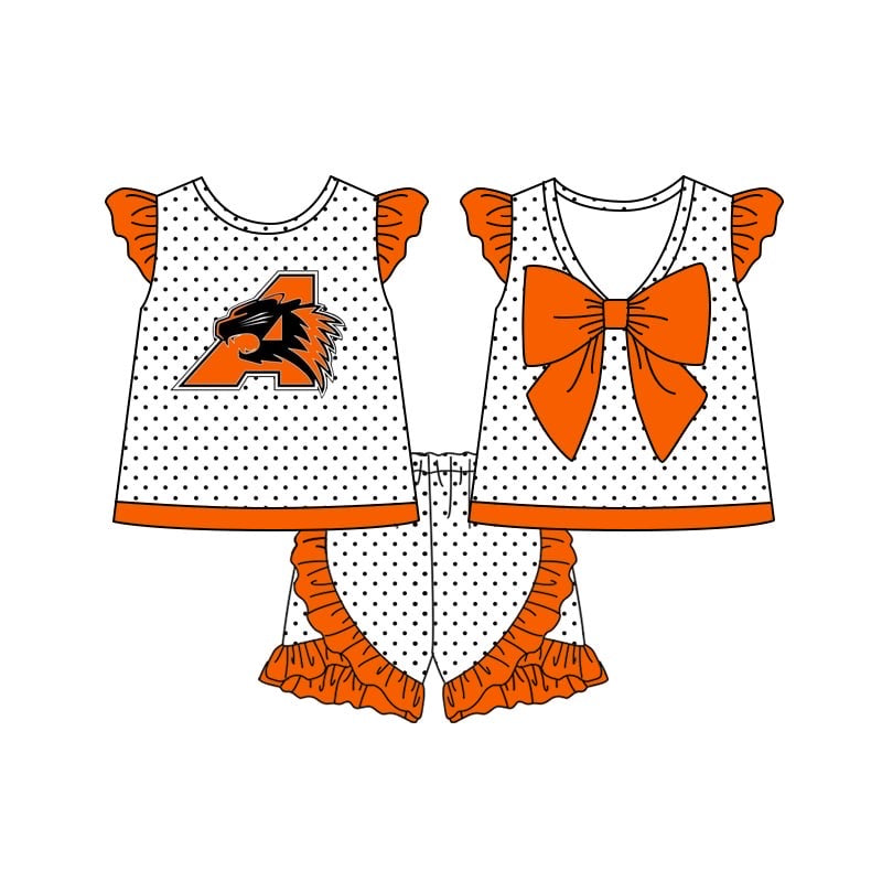 A Football Team Baby Girls Orange Shorts Set Pre-order 3 MOQ