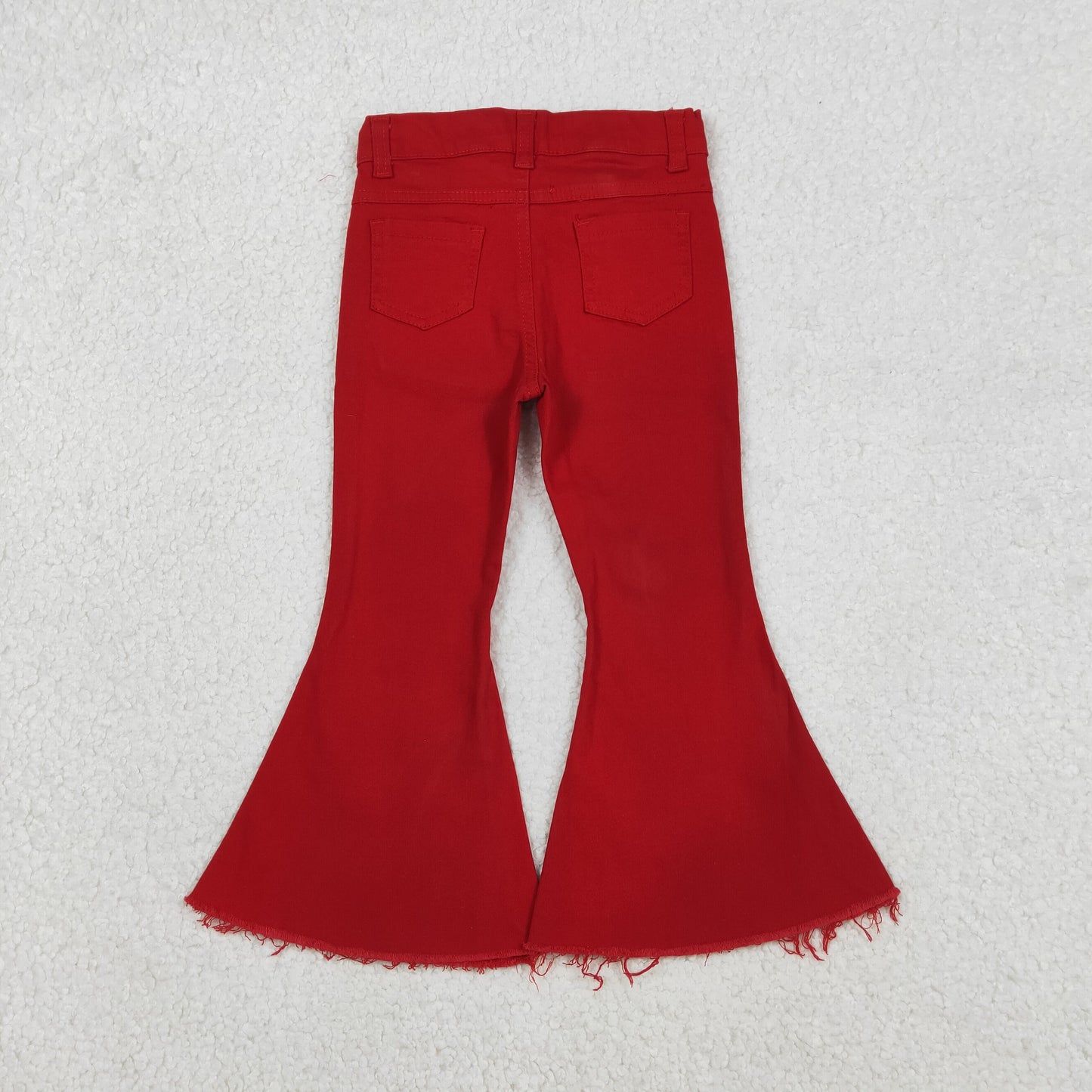 P0083 Baby Girls Red Color Bell Bottom Denim Pants