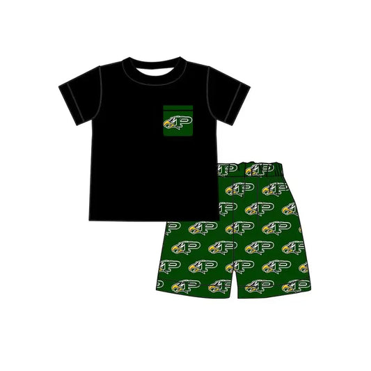 EAGLES Summer team boys black top green shorts suit 3 MOQ