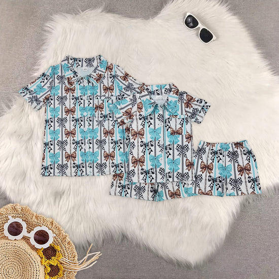 Mommy and Me Westwen Bow Shorts Pajama Set