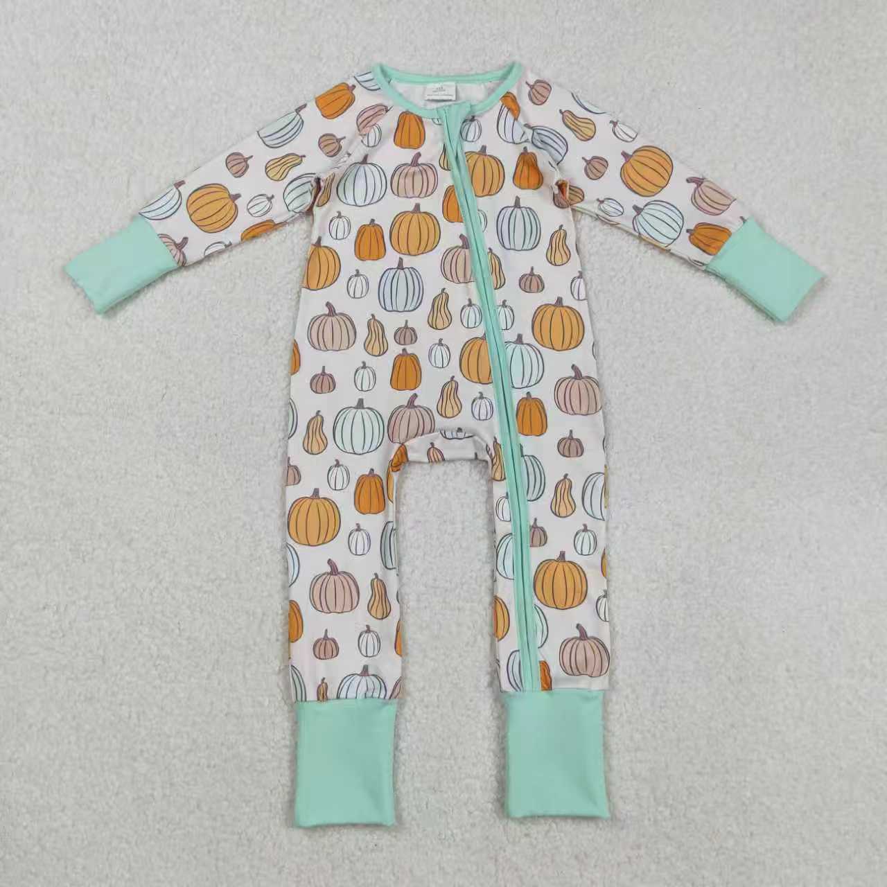 Sibling Baby Girls Fall Pumpkin Long Sleeve Pajama Set and Romper