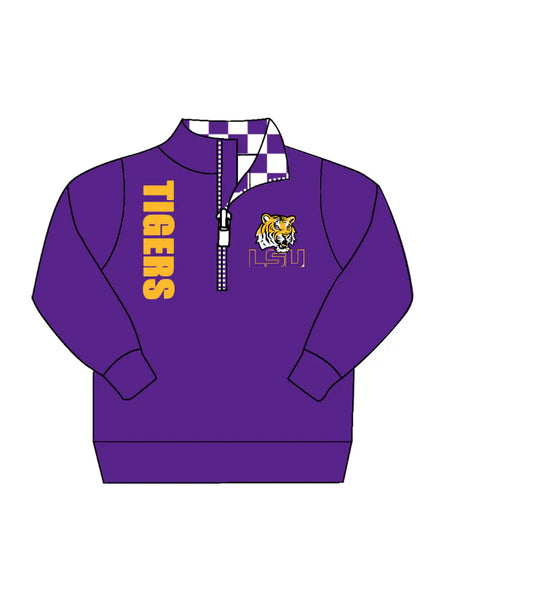 Preorder , 5 MOQ Baby Boys Sport Team LSU Zip Pullover Top