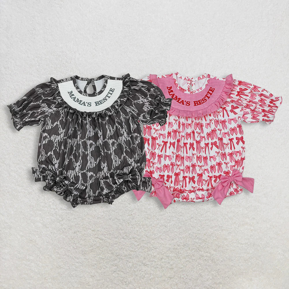 Sibling Baby Girls Smocked Short Sleeve Romper