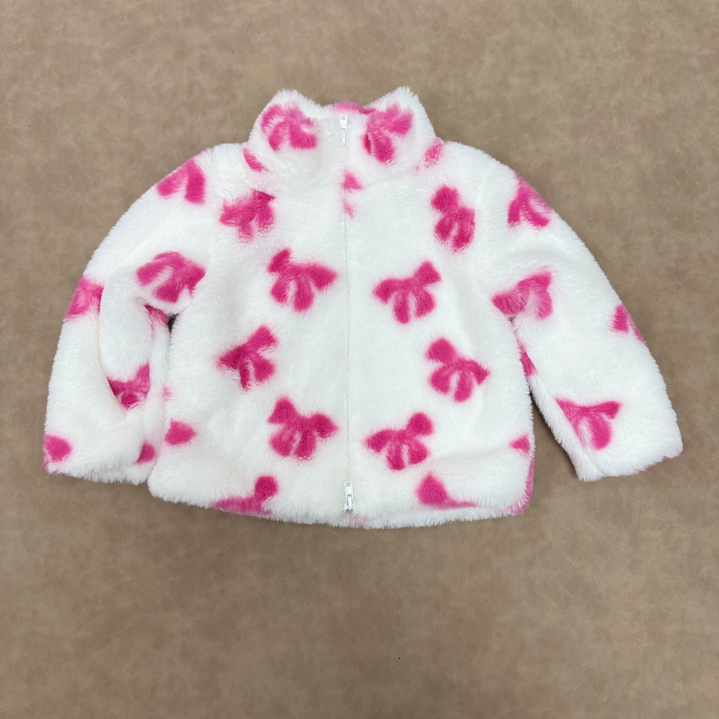 USA Shop Baby Girls Sibling Bows Polar Fleece Zip Jackets Cardigans