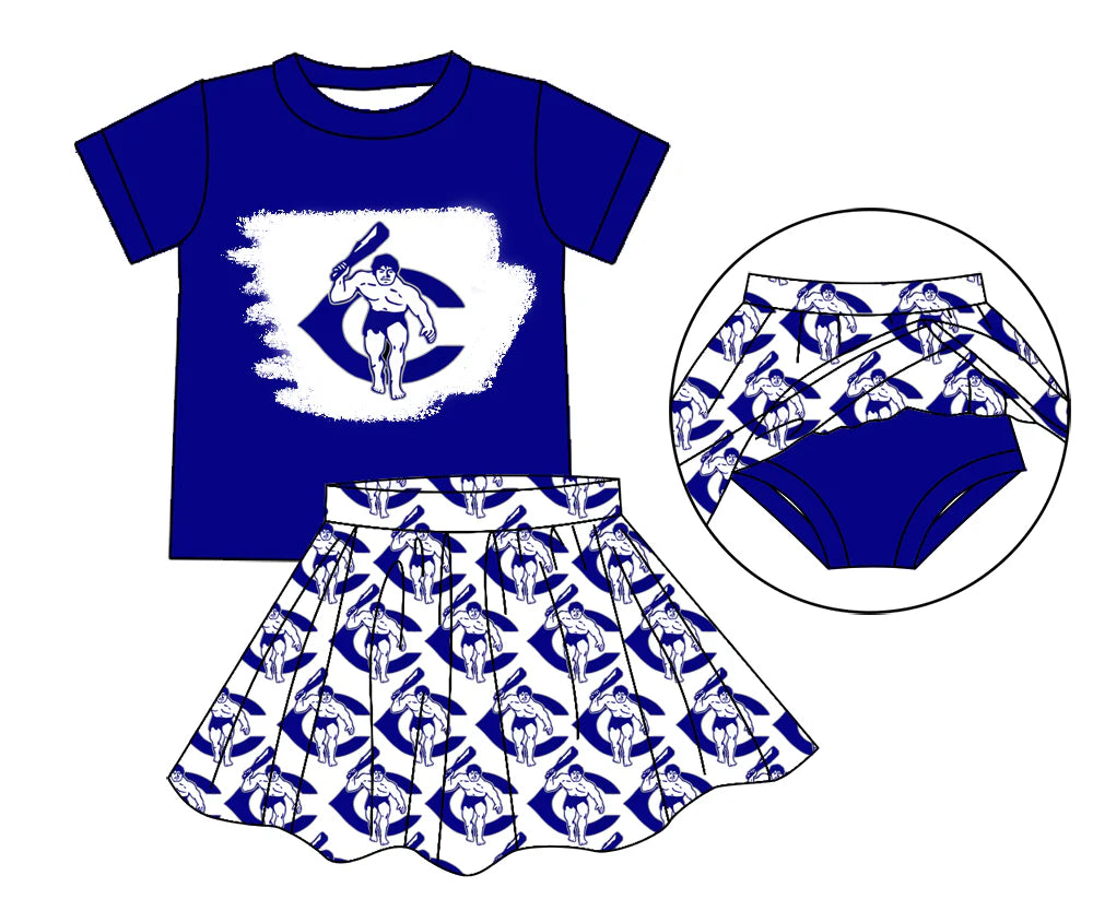 Preorder 5 MOQ Baby Girls Gavemen Top Bummie Skorts Team Sets