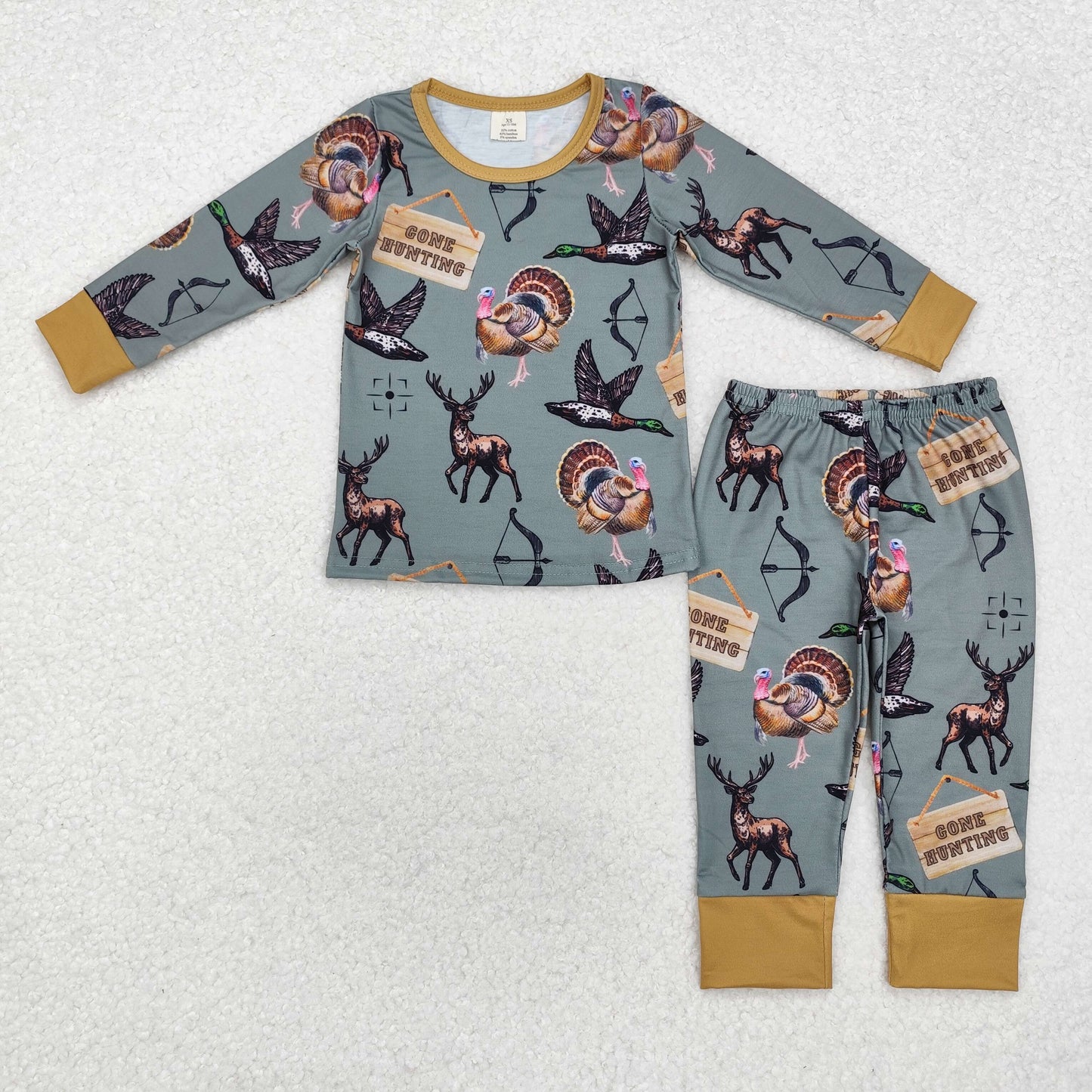 Baby Boys Bamboo Pajama Set Gone Hunting Trukey