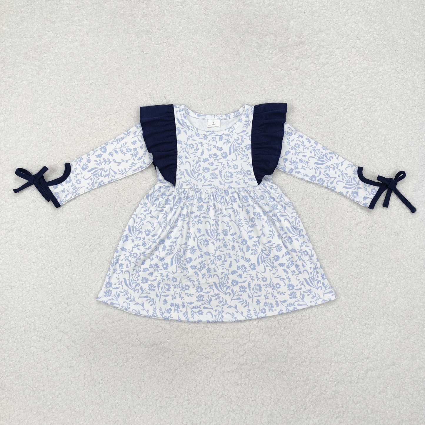 Baby Girls Blue Floral Long Sleeve Dress