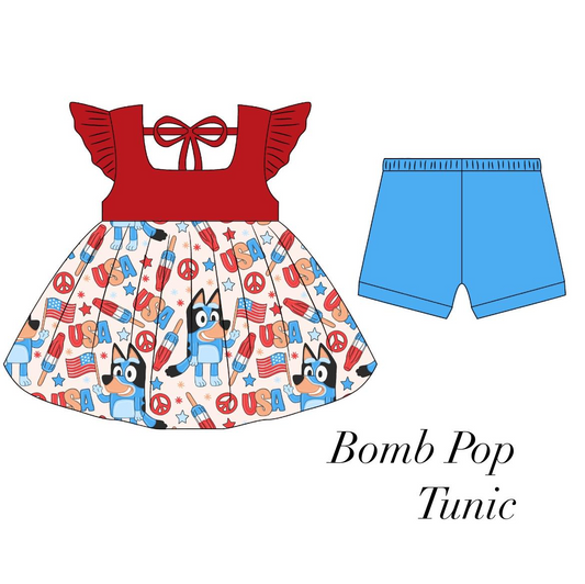 (5MOQ) Baby Girls July 4th USA Cartoon Dog Shorts Set Pre-order