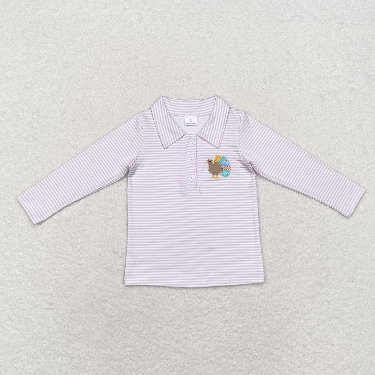 BT0807 Baby Boys Thanksgiving Long Sleeve Polo Top