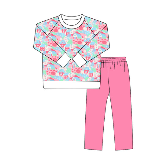 Preorder , 5 MOQ Baby Girls Top With Pink Leggings Set