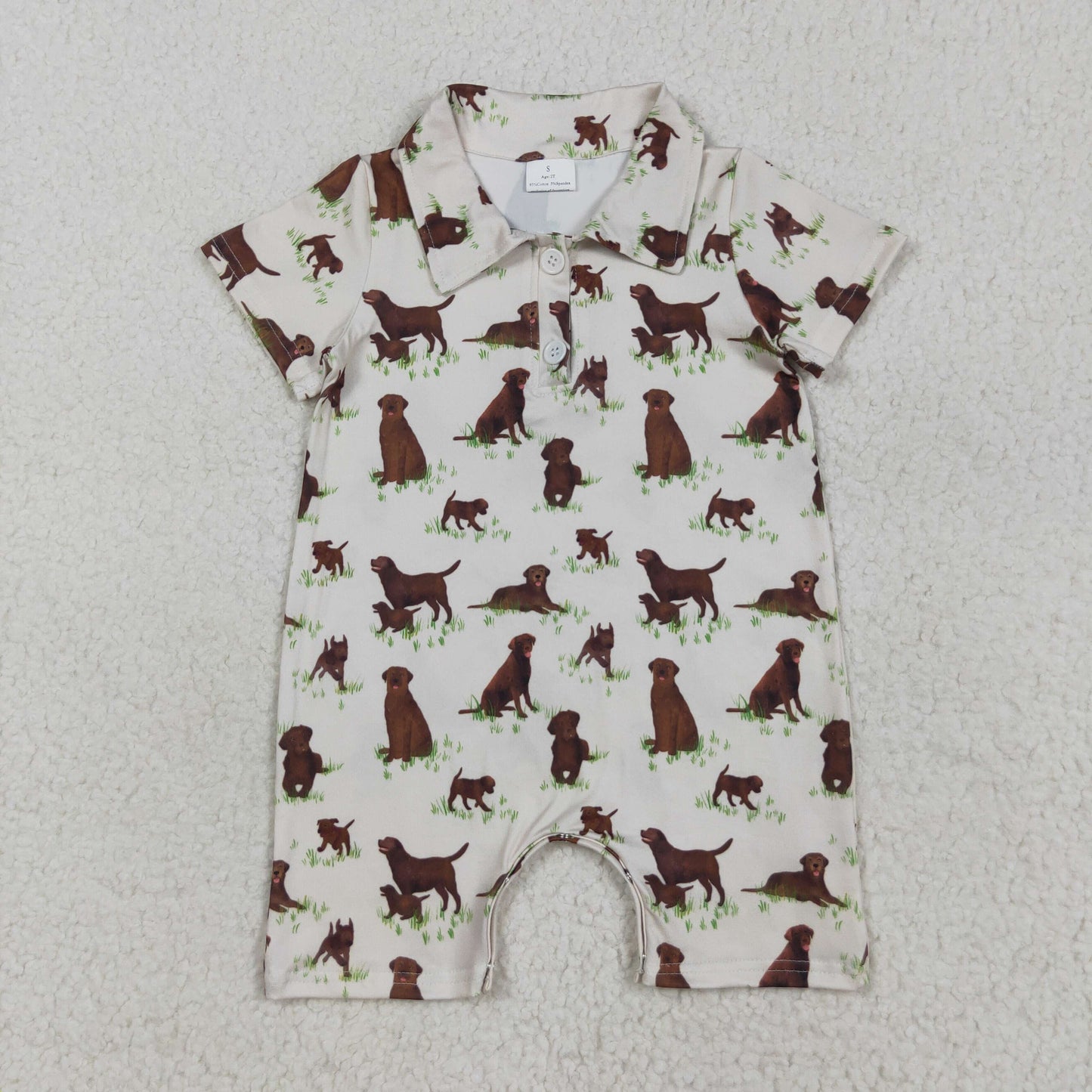 SR3174 Baby Boys Dog Short Sleeve Shirt Romper
