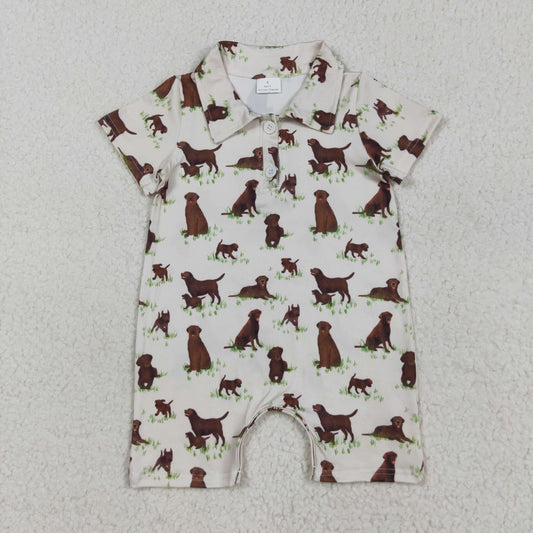 SR3174 Baby Boys Dog Short Sleeve Shirt Romper