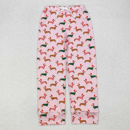 P0663 Adult Women Christmas Dog Pink Color Pants