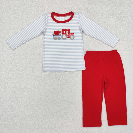 Toddler Baby Boys Valentine's Day Truck Red Pants  Set