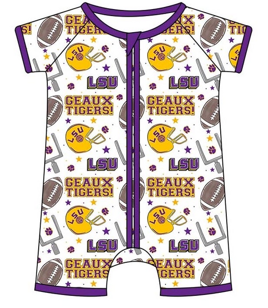 Baby Boys Sport Team LSU Short Sleeve Romper Preorder 3 MOQ