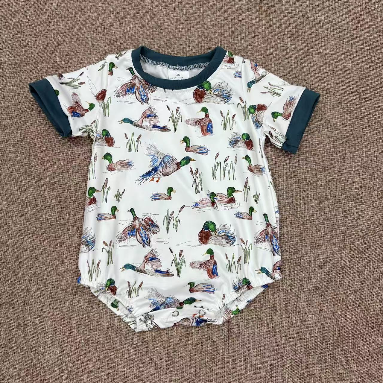 USA Shop Newborn Baby Boys Mallard Duck Short Sleeve Romper