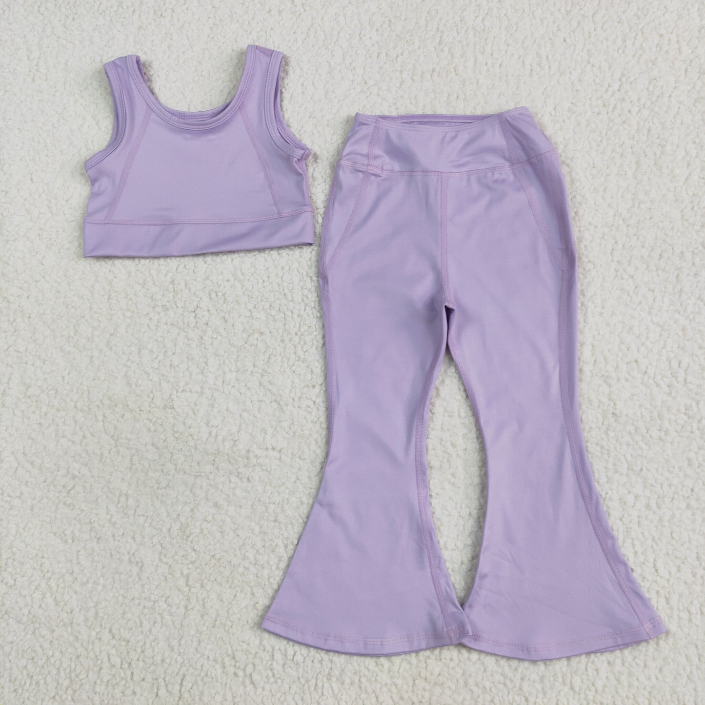 Baby Girls Lavender Sleeveless Top Bell Bottom Pant Yoga Set