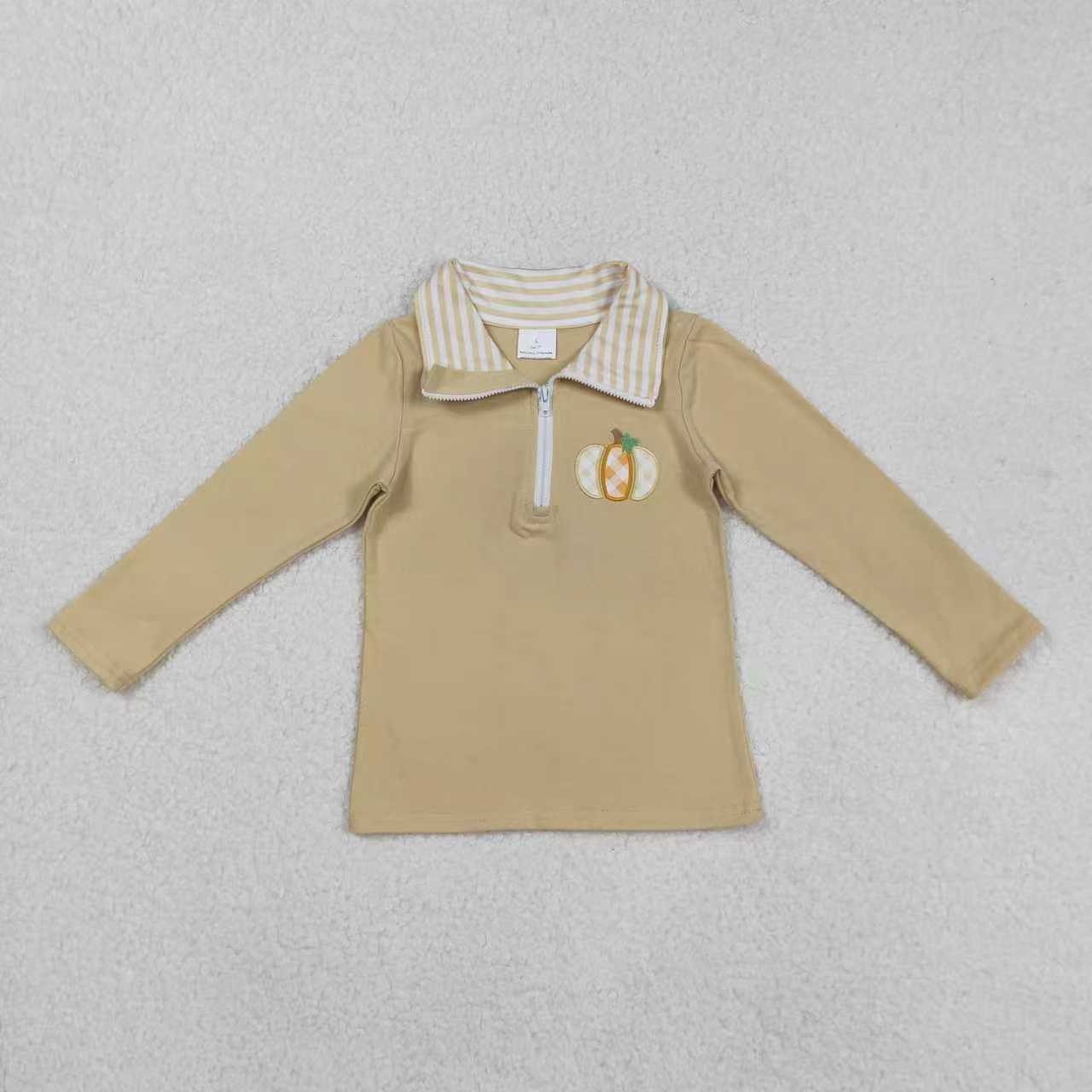 Kids Sibling Embroidery Pumpkin Long Sleeve Pullover Top