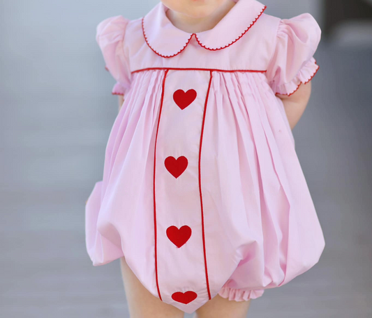 SR2034 Newborn Baby Red Heart Pink Romper Preorder