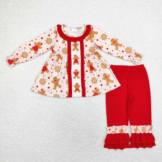 Baby Girls Christmas Gingerbread Top Red Pants Outfit