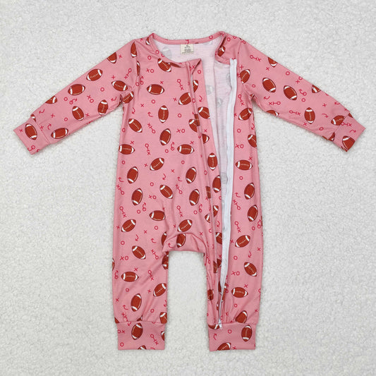 LR1988 Baby Girls Football Pink Bamboo Romper