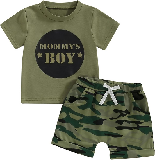5 MOQ  Summer Mama's Boy Camo Shorts Set