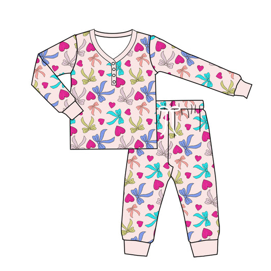 Adult Women Colorful Bow Long Sleeve Pajama Set Preorder