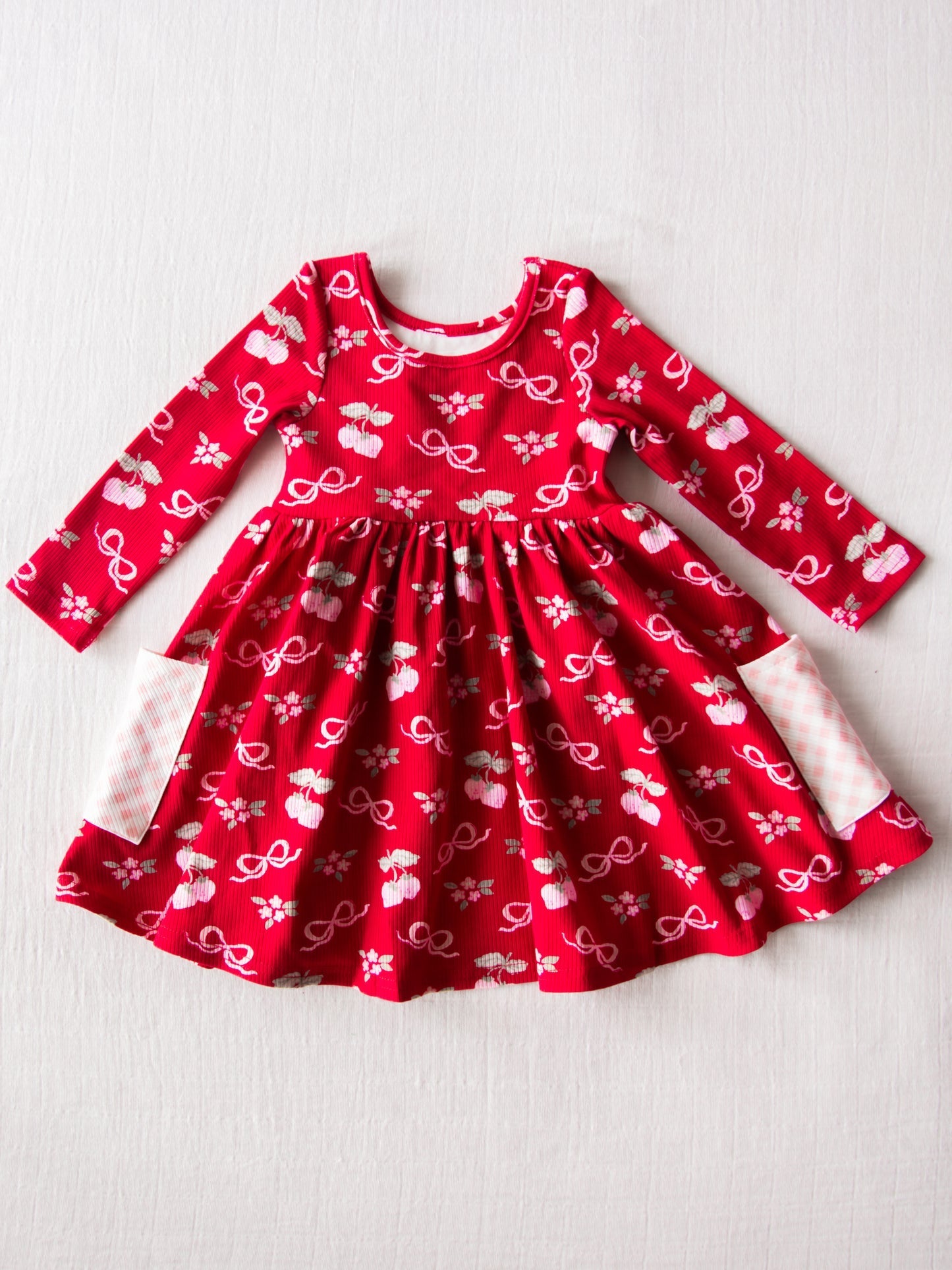 Baby Baby Girls  Red Flower  Long Sleeve Dress Pre-order 3 MOQ