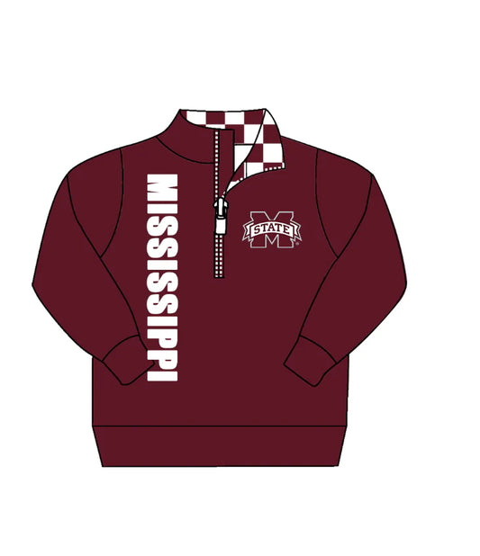 Preorder , 5 MOQ Baby Boys Sport Team State Zip Pullover Top