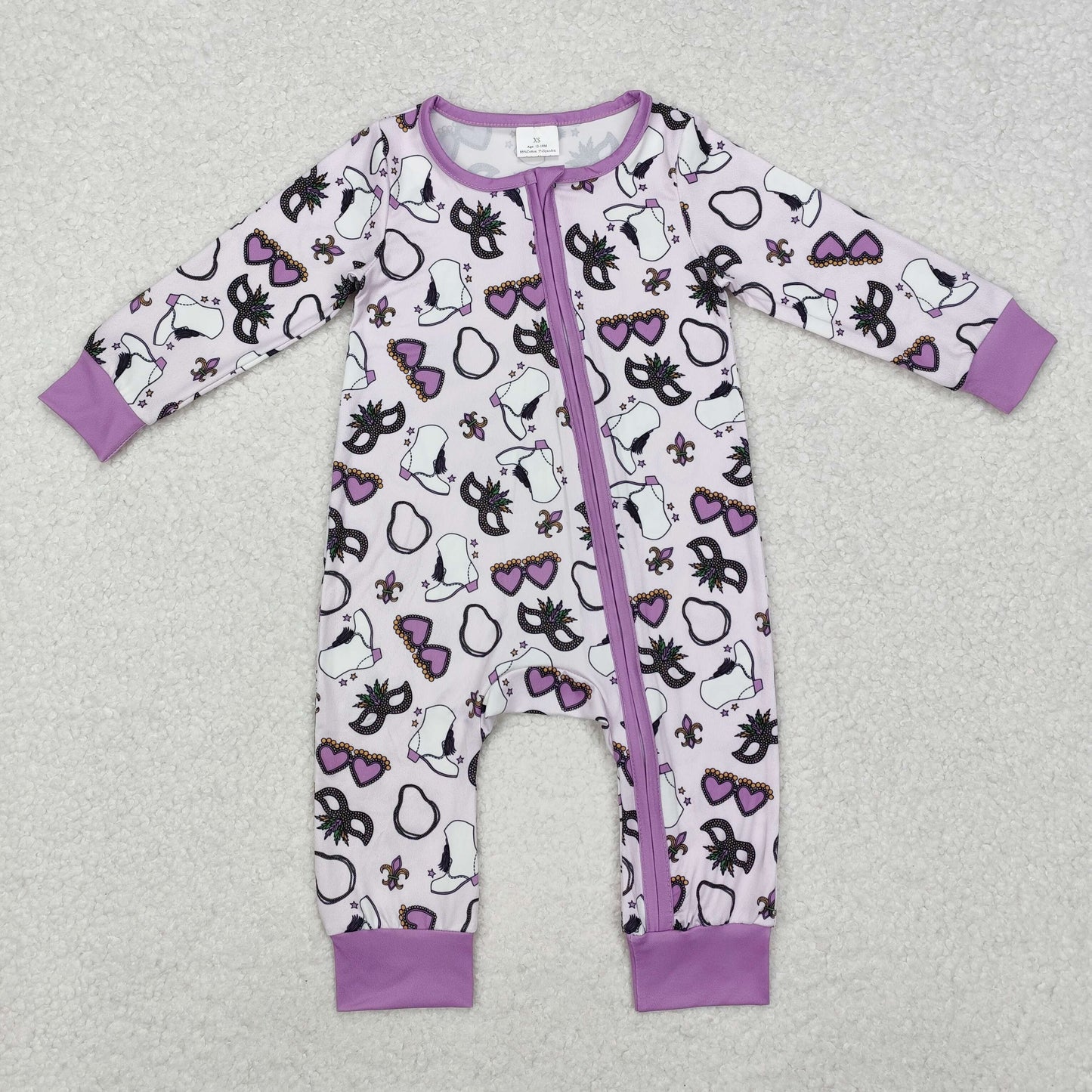 LR2038 Newborn Baby Girls masquerade zip romper