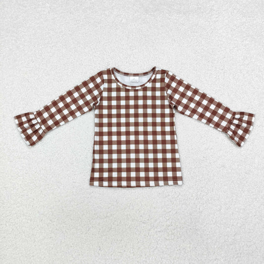 Baby Girls Bworn Gingham Long Sleeve Top With Ruffle