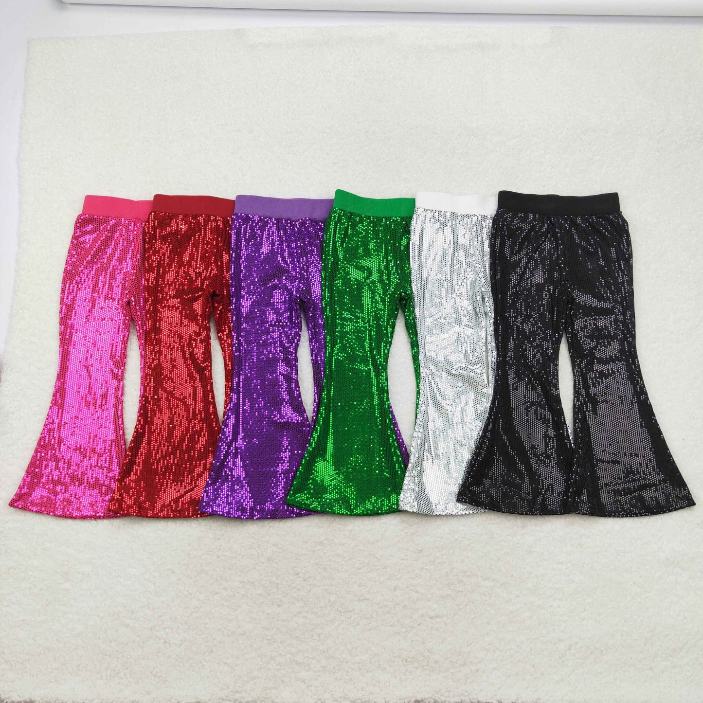 Baby Girls Solid Color Sequin Bell Pants