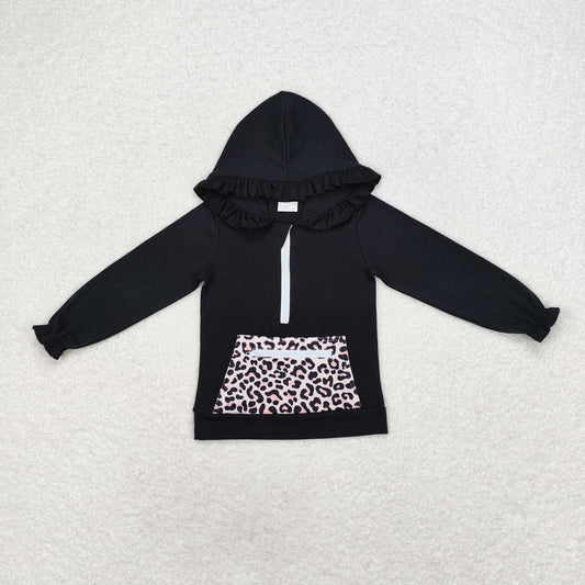 Baby Girls Long Sleeve  Leoaprd Hoodie Top With Zipper