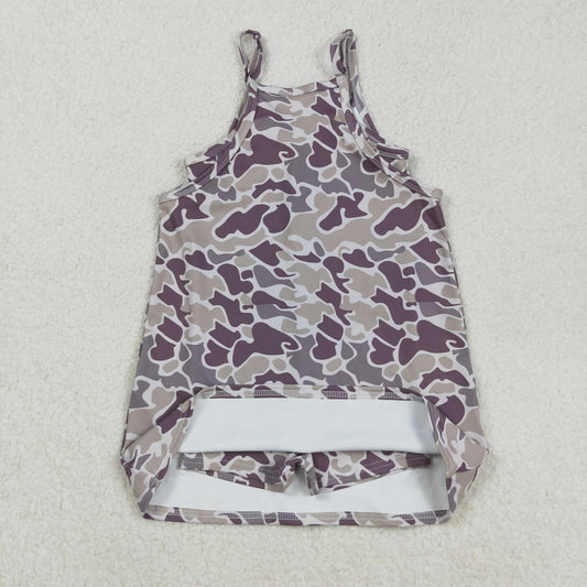 GSD2719 Baby Girls Strap  Gray Camo Pockets Yoga Dresses