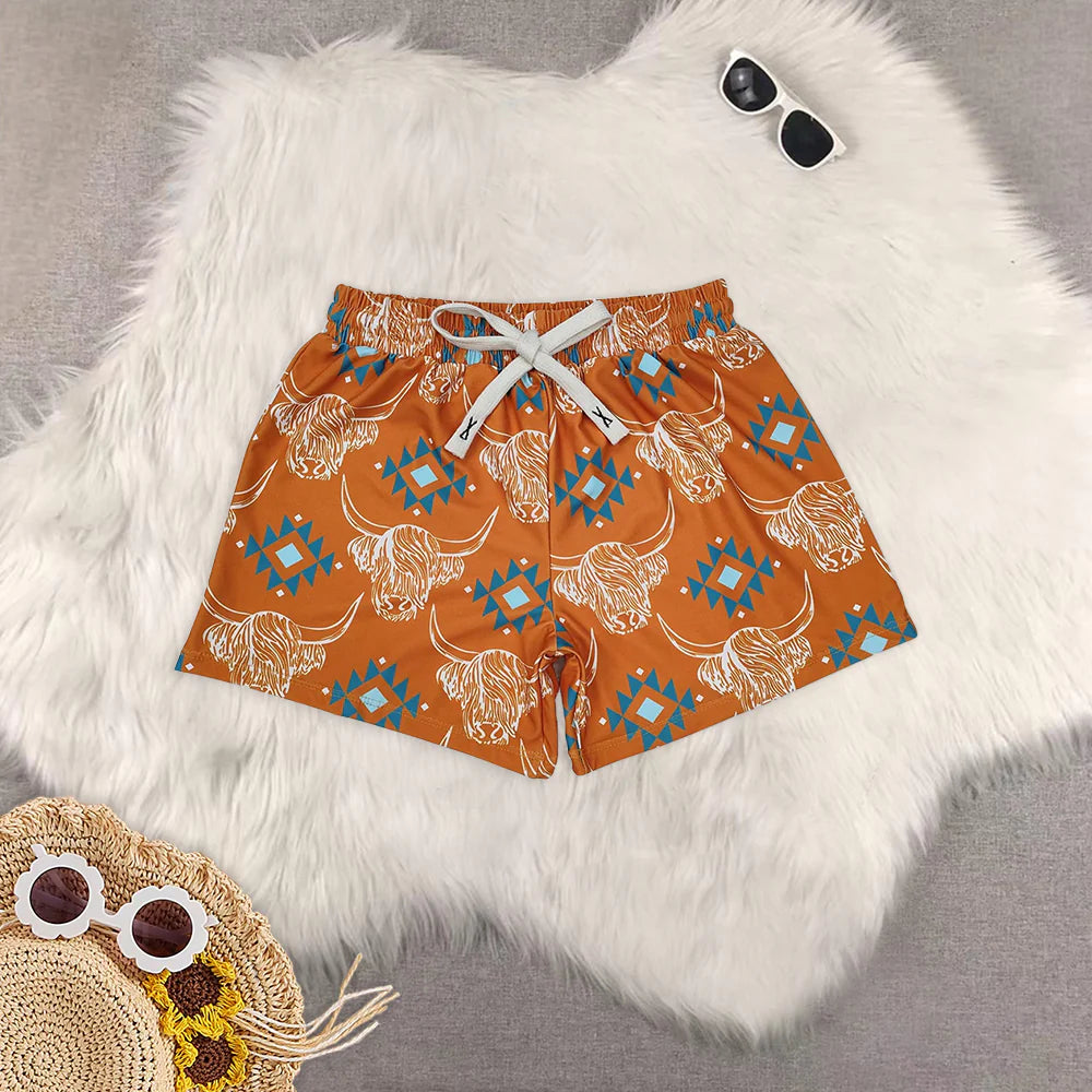 Summer Brother Kids Boys Western Cowboy Swim Trunks