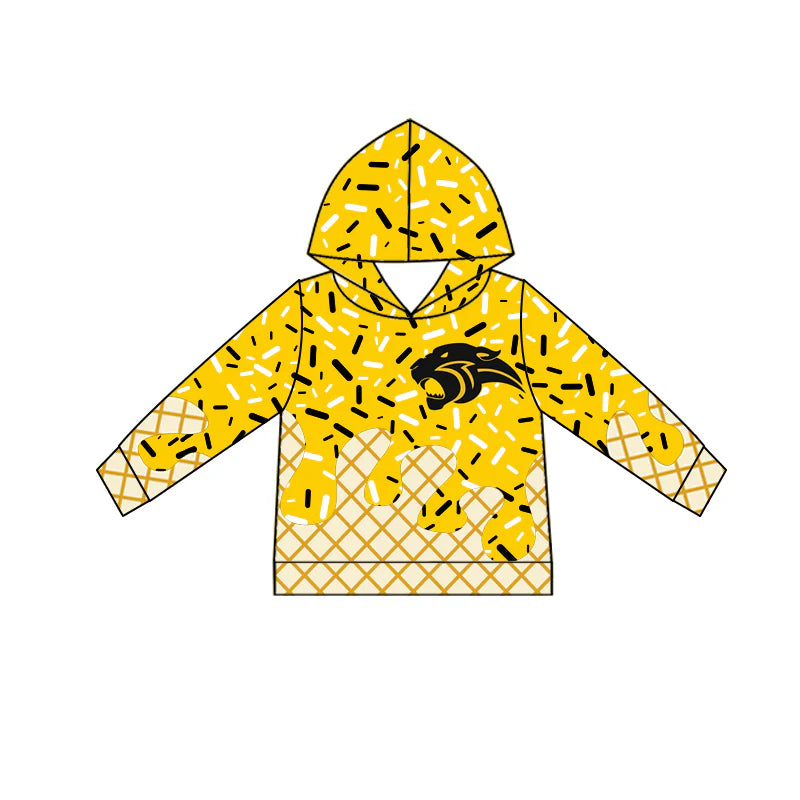 Preorder  5 MOQ, Baby Boys Long Sleeves Golden Sport Team Hoodies Top