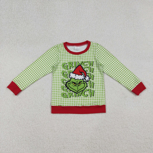 BT1321 Kids Boys Christmas Green Face Long Sleeve Top