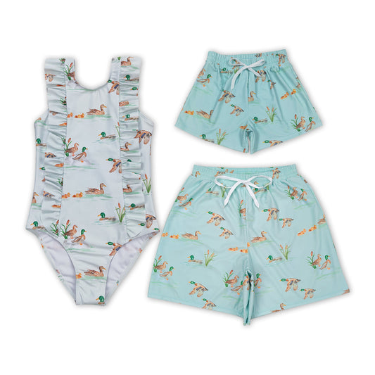 Family Mallard Matching Swimsuit and Trunks For Adult and Kids