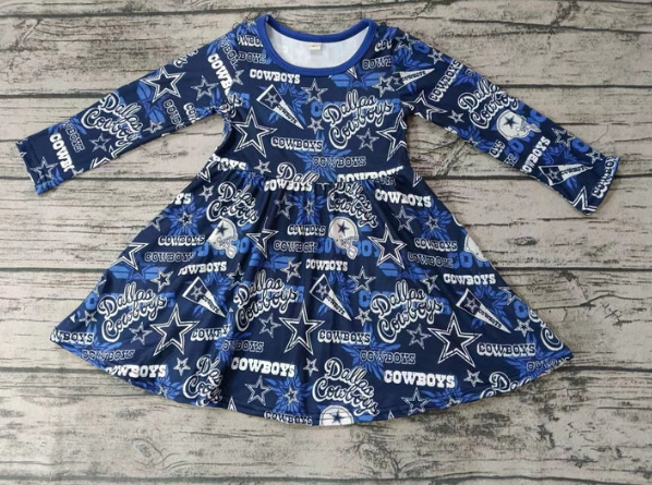 Baby Girls Sport Team Cowboys Long Sleeve Dress Deadline :23 th Sept