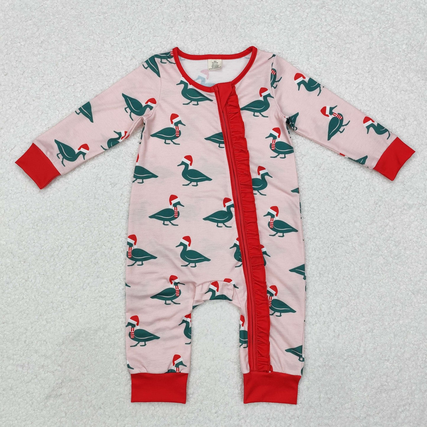 Baby Girls Christmas Mallard Long Sleeve Zip Romper