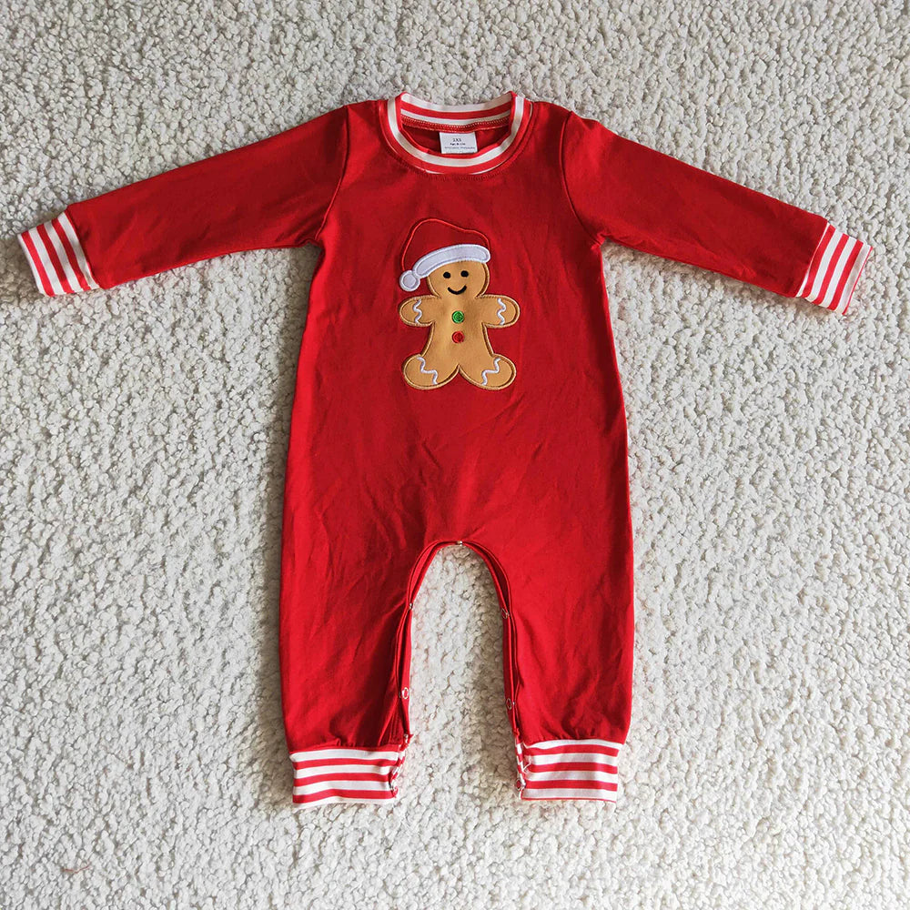 LR0195 USA Shop Baby boys Christmas gingerbread red rompers