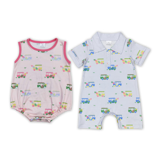 Baby Sibling Romper Adorable Golf Print Summer Clothing