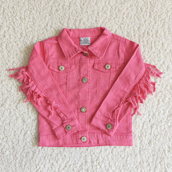 Baby girls hotpink tassel blue denim jackets