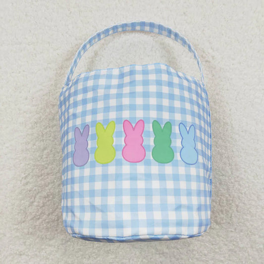 Baby Boys Easter Blue Checkered Bunny Basket Bags